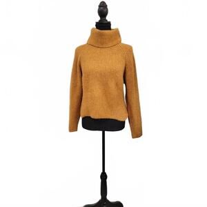 Topshop Tan Feminine High Low Turtleneck Chunky Knit Long Sleeve Sweater Sz 4